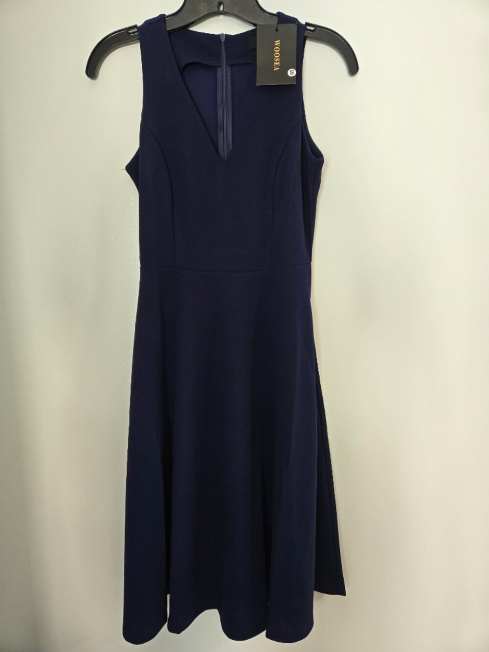 WOOSEA Women’s Sleeveless V-Neck Swing Dress Vintage Business Church Size Small